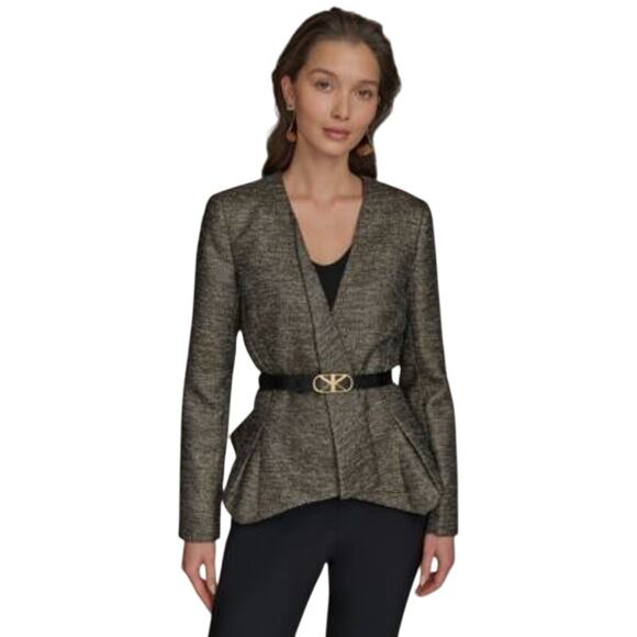 Donna Karan New York Women's Metallic Blazer Jacket in Black Gold Multi